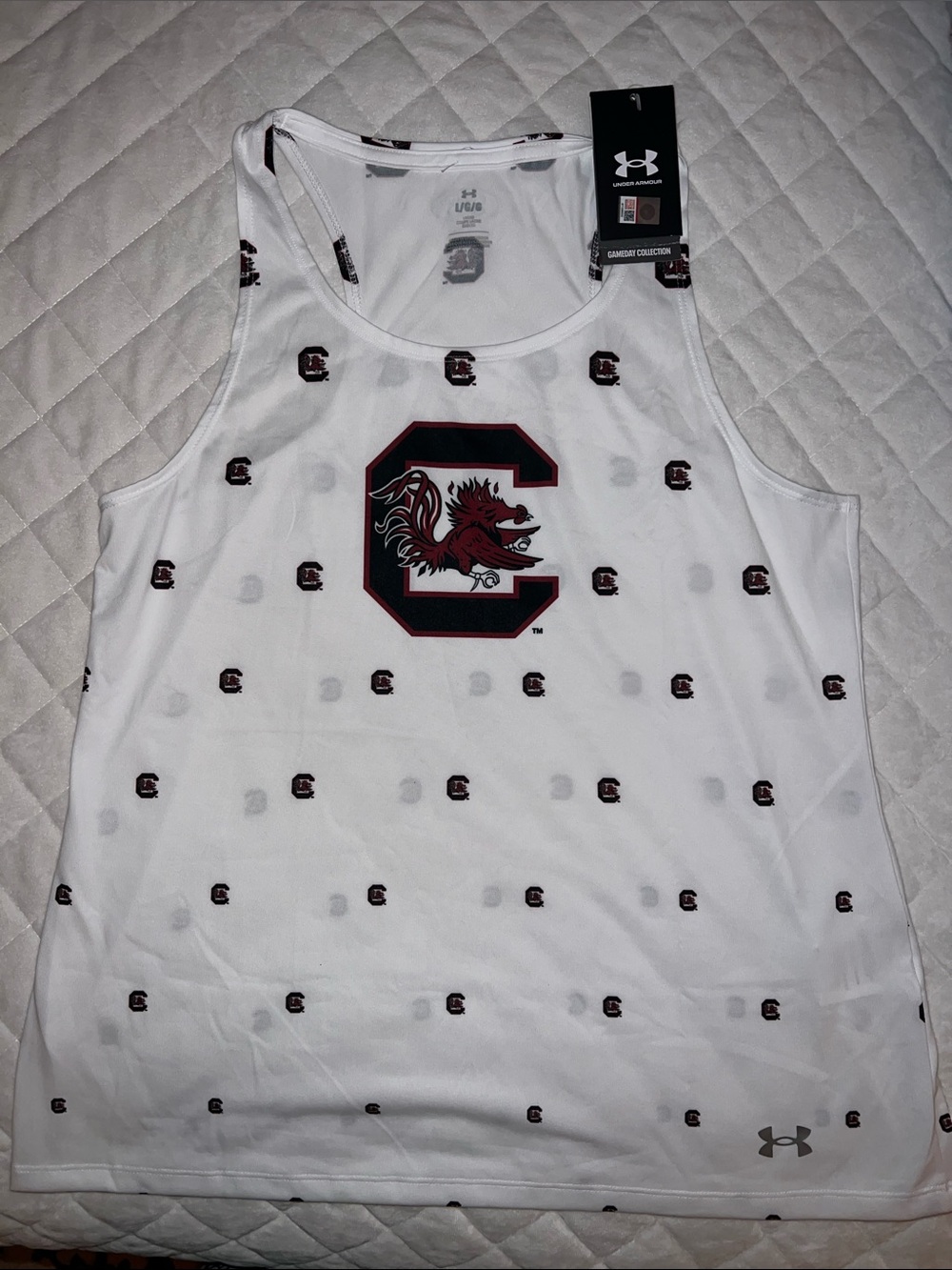 Under Armour White South Carolina Gamecocks Logo Tank Top